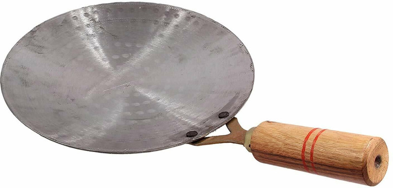 irontawa Original Handmade Loha, Iron, Lokhand Roti/Chapati Tawa with Wooden Handle - Size 9" Tawa 28 cm diameter(Iron, Induction Bottom)