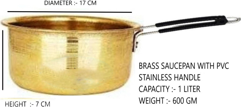 VPSK heavy pure brass saucepan/pot specially formaking tea /boiling water(dia :-17cm) Sauce Pan 17 cm diameter 1 L capacity(Brass)