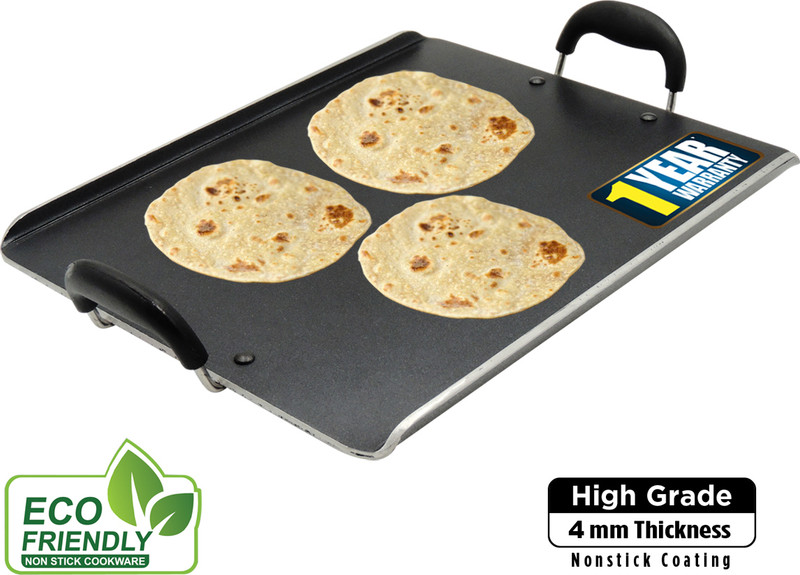 iBELL PT3833 DELUXE 4mm Non-Stick Aluminum Rectangle Roti/Pathiri Tawa with Bend Edge, Patri Pan 43.5 cm diameter 1 L capacity(Aluminium, Non-stick)
