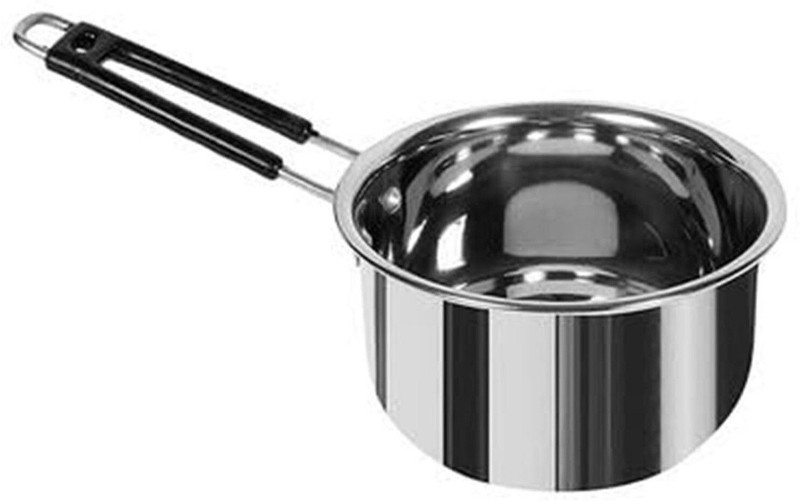 BRIGHT BLOOM Stainless Steel 22 Guage Sauce Pan Tea Maker Milk Coffee pan bhgoni Sauce Pan 16 cm diameter with Lid 1 L capacity(Stainless Steel, Non-stick)