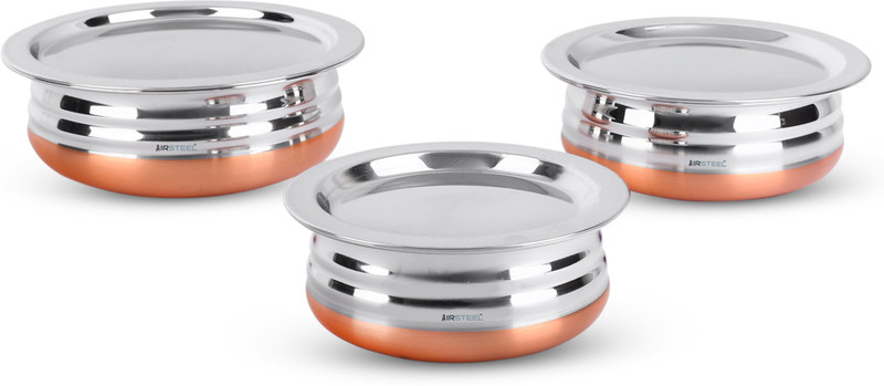 Airsteel Heavy Copper base Handi 1.3 L, 1.7 L, 2.1 L with Lid(Stainless Steel, Copper)