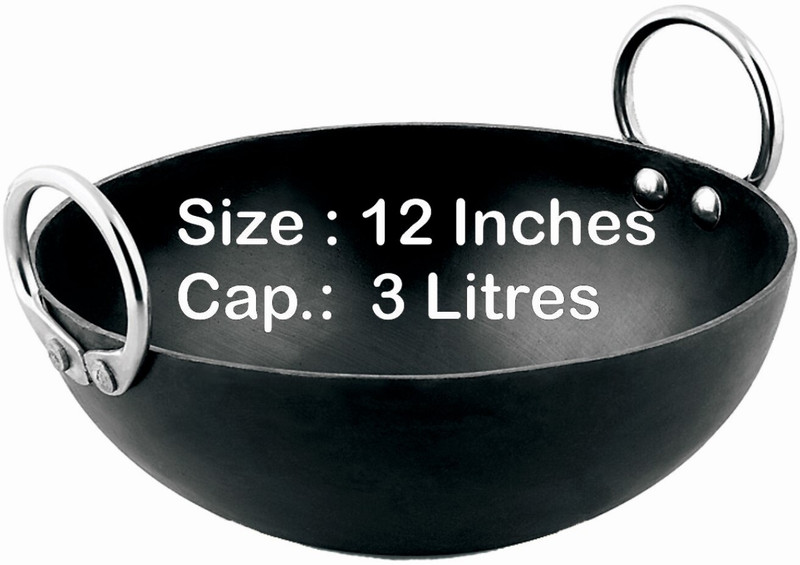 VeerEnterprises MS Pure Iron/Loha Speacial Kadhai 33 cm diameter 4 L capacity(Iron)
