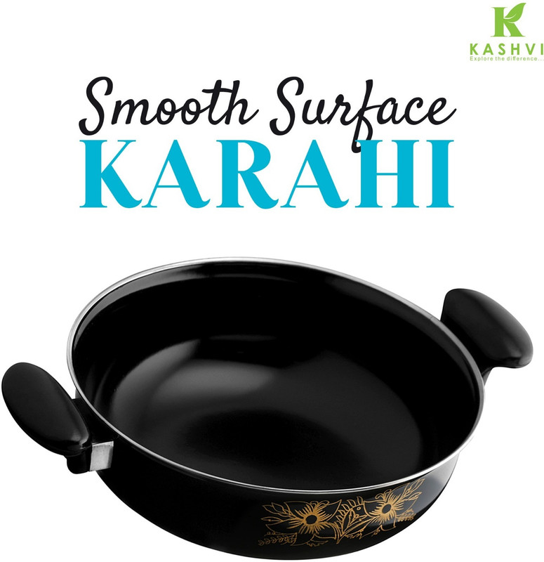Kashvi Premium Big Sauce Pan Kadhai 16 cm diameter 1 L capacity(Cast Iron, Non-stick, Induction Bottom)