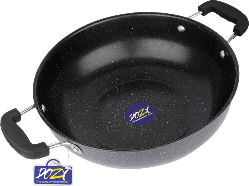 Dozy IronRich Pro 28cm Low-Flame Nonstick Induction Kadhai Pan Kadhai 28 cm diameter 3 L capacity(Cast Iron, Non-stick, Induction Bottom)