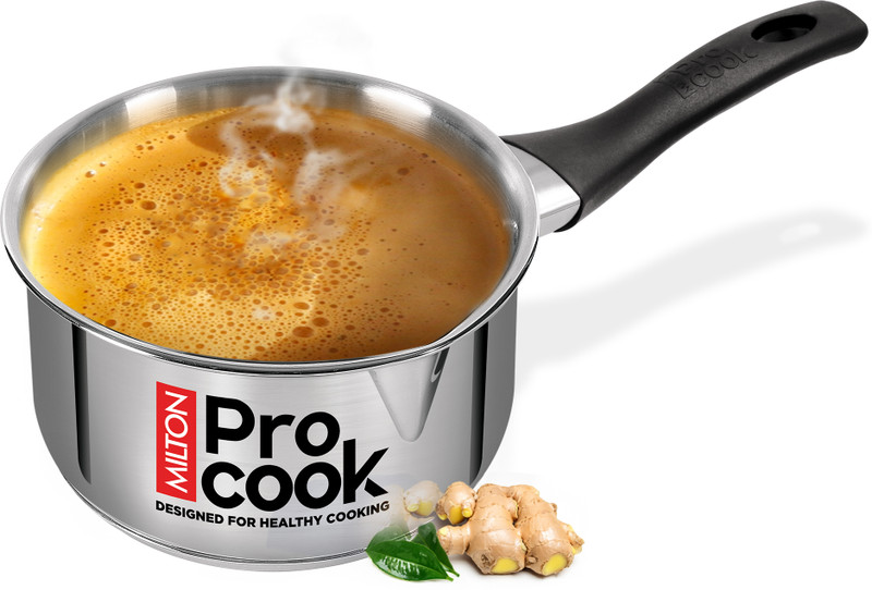 MILTON Pro Cook Sandwich Bottom Sauce/Tea Pan for Chai with bakelite handle, 18 cm Sauce Pan 18 cm diameter 2.3 L capacity(Stainless Steel)