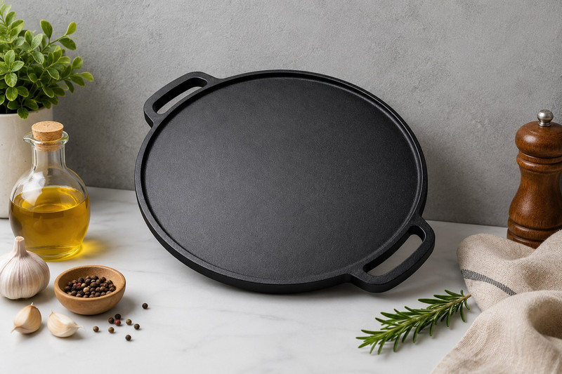 KHODAL ENTERPRISE Professional Cast Iron Dosa Tawa– 30cm Tawa 30 cm diameter(Cast Iron, Induction Bottom)