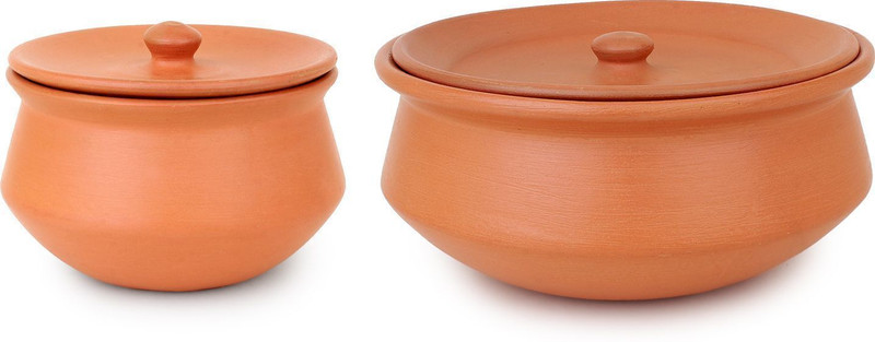 KSI Clay Dahi handi 1.7L and 700 ML Combo Handi 1.7 L, 700 L(Earthenware)