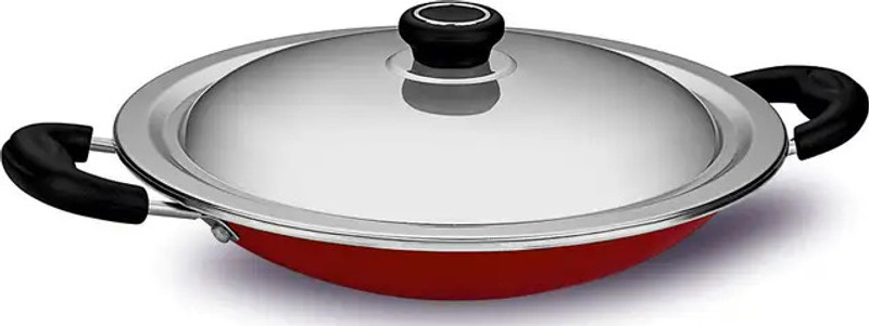 Supreme Cookware Non Stick Appachatty 200 with SS Lid Paniarakkal Pan 20 cm diameter with Lid 0.5 L capacity(Aluminium, Non-stick)