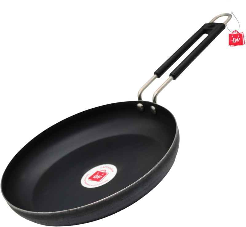 LAZYwindow Tadka Pan 100 % Pure Iron with Grip type Handle Sauce Pan 20 cm diameter 0.75 L capacity(Iron, Induction Bottom)