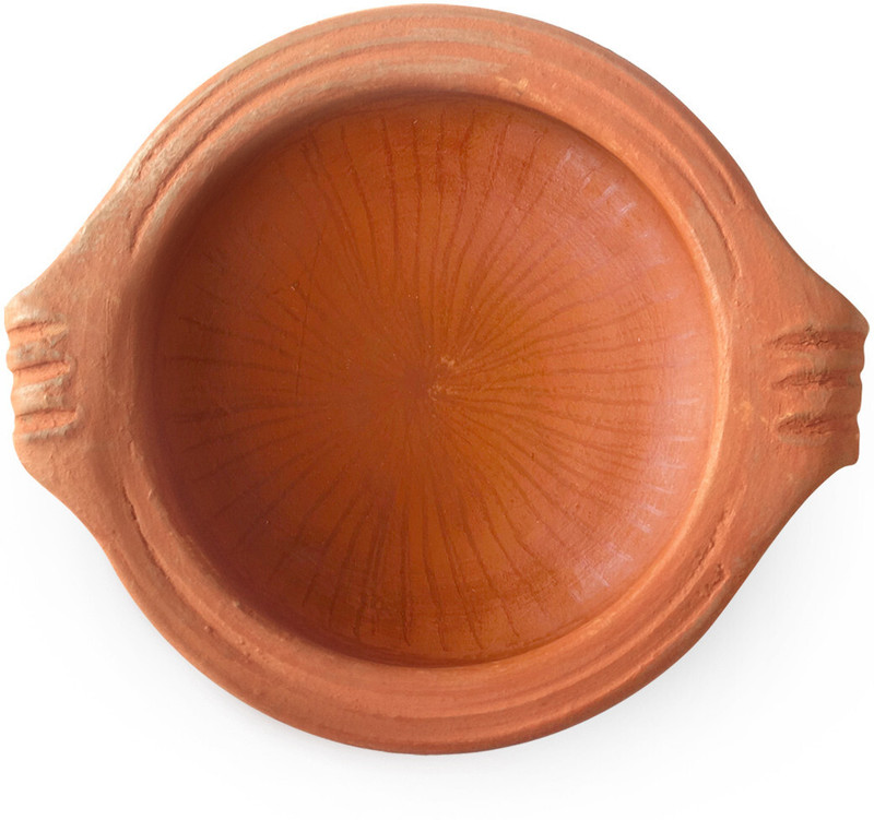 Kichera Pottery Earthen Kadai/Clay Pots for Cooking & Serving Pot 24 cm diameter 3 L capacity(Earthenware, Non-stick)