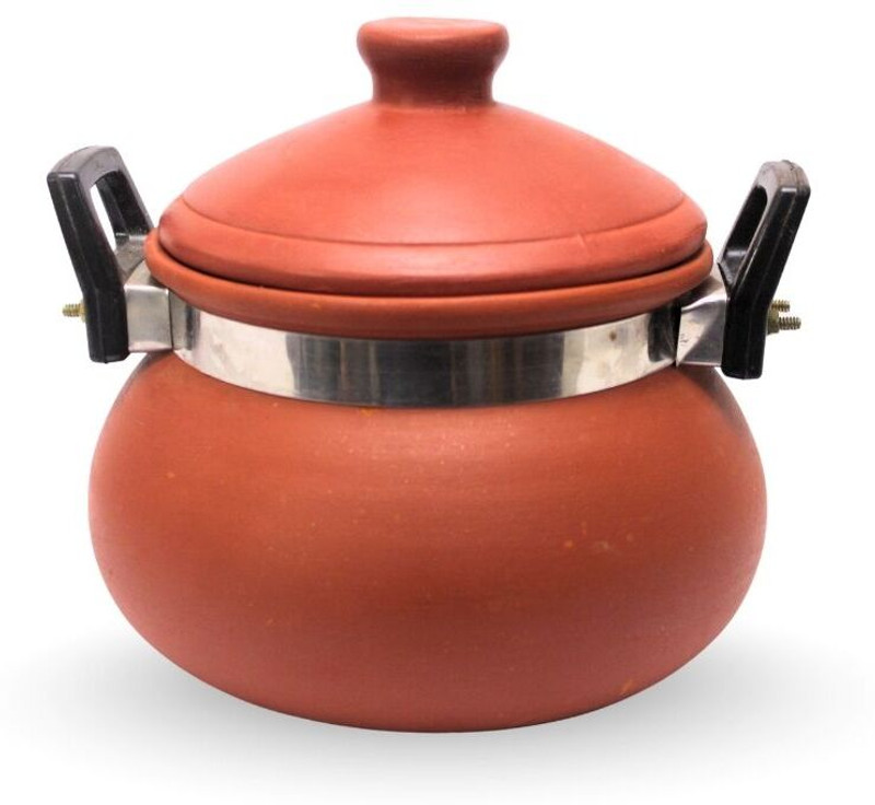 Terra Charms Mitti Dal Handi 2.5L Covered Handi 2.5 L with Lid(Earthenware)