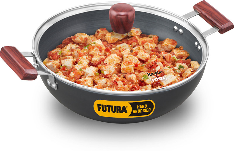 Hawkins Futura Deep Fry Pan with Glass Lid (IAK50G) Kadhai 30 cm diameter with Lid 5 L capacity(Hard Anodised, Induction Bottom)