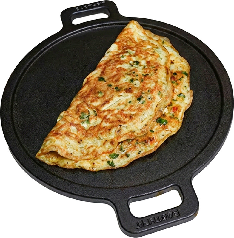 Rasa Rasa Cookware Pre Seasoned Castiron Tawa for Dosa/Roti with Double Handle | 30cm Tawa 30 cm diameter(Cast Iron, Non-stick, Induction Bottom)