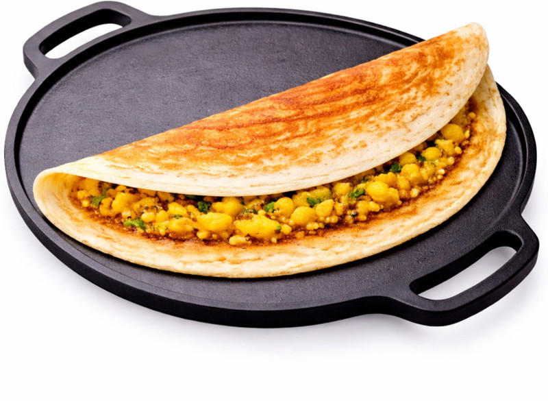 WELLERA Cast Iron Double Handle Tawa 30 cm diameter(Cast Iron, Induction Bottom)