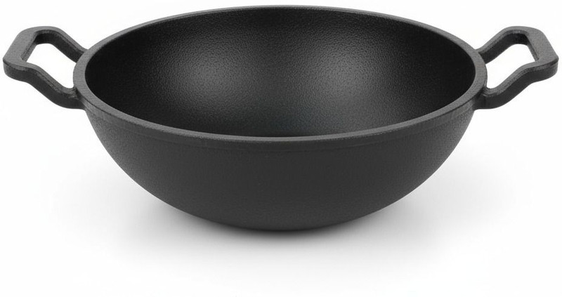 Rock Tawa Cast Iron Kadhai 9 Inch (Pre-Seasoned) Kadhai 29.5 cm diameter 2 L capacity(Cast Iron, Induction Bottom)
