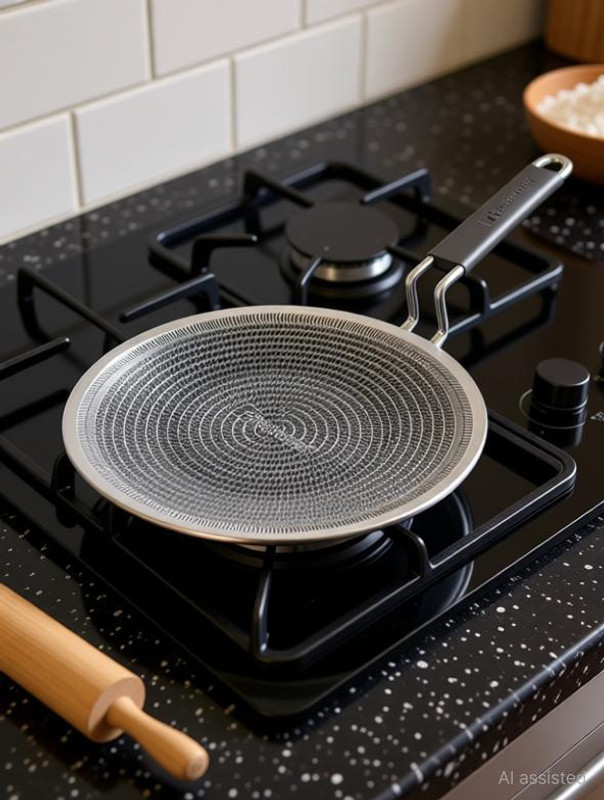 BERGNER Hi-Tech Tri-Ply Stainless Steel 26cm Roti Non-Stick Tawa with Honeycomb Coating| Tawa 26 cm diameter(Triply, Non-stick, Induction Bottom)