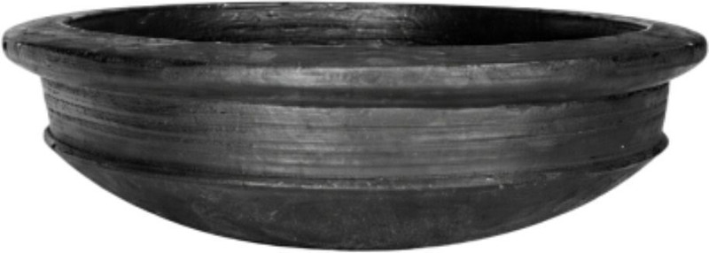 Mudpots Black Clay Cooking Pot | 1 Liter |Natural Mud Pot for Curry, Biryani Tawa 28 cm diameter(Earthenware)