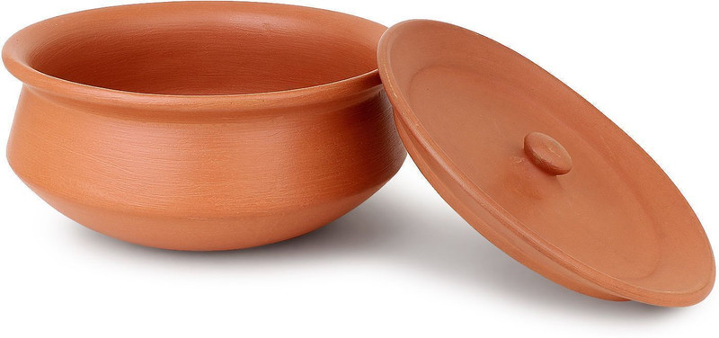 KSI Unglazed 900ml Clay Curd Pot–Self-Cooling Dahi Handi with Lid, Traditional Handi Handi 0.9 L with Lid(Earthenware, Non-stick)