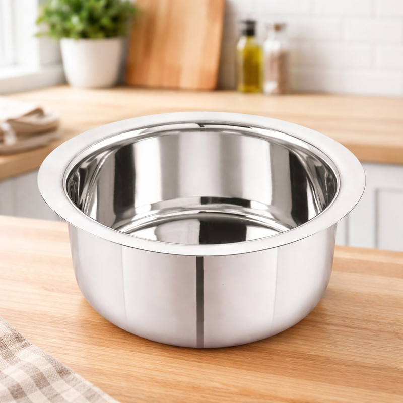 Tannu Craft Stainless Steel Top Cooking Steel tpoe 6 L Pot 22 cm diameter 6 L capacity(Stainless Steel)