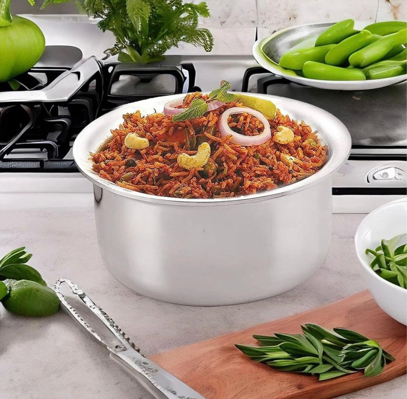 SM Enterprises Aluminium pot tapeli (5 l) Milk Pan 7 cm diameter with Lid 5 L capacity(Stainless Steel, Non-stick)