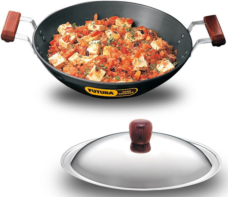 Hawkins Deep-Fry Pan, (NDL20) Kadhai 26 cm diameter 2 L capacity(Hard Anodised, Non-stick)