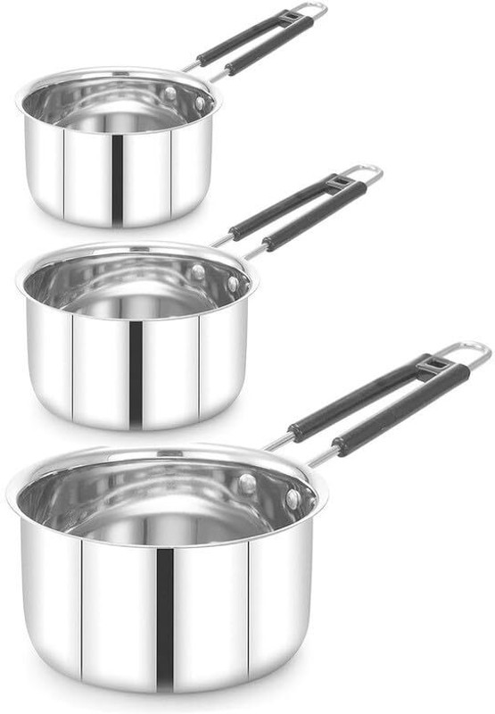 Parik Enterprises Stainless Steel Sauce Pan Combo Set / 3 pcs Sauce Pan Pot 19 cm diameter 1 L, 1.5 L, 2 L capacity(Aluminium)