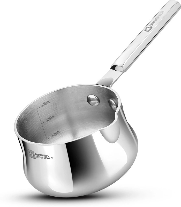 BERGNER BE Essentials TriPly Stainless Steel Coffee Warmer | Milk Pan 10 cm diameter 0.5 L capacity(Triply, Stainless Steel, Induction Bottom)