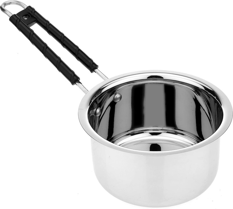 Padchaaya Stainless Steel Induction Bottom Gas Stove Saucepan, Teapan, Milkpan with Handle Sauce Pan 18 cm diameter 1.5 L capacity(Stainless Steel, Non-stick, Induction Bottom)