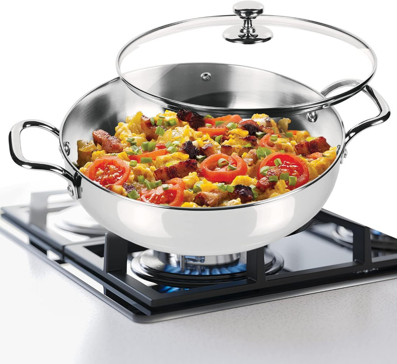 MILTON Pro Cook Stainless Steel Sandwich Bottom Induction Kadhai 24 CM (2.71 Ltr) Kadhai 24 cm diameter with Lid 2.8 L capacity(Stainless Steel, Induction Bottom)
