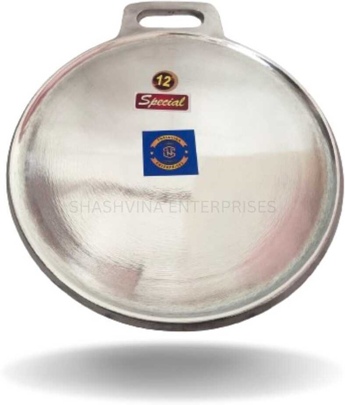 SHASHVINA ENTERPRISES 12" Pre-Seasoned Flat Indolium Dosa/Rotti/Chapathi Tawa With 5mm Raised Border Tawa 30 cm diameter(Hard Anodised)