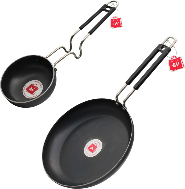 LAZYwindow Superior Quality Pack of 2, Fry Pan 20 cm diameter 0.75 L capacity(Iron, Induction Bottom)