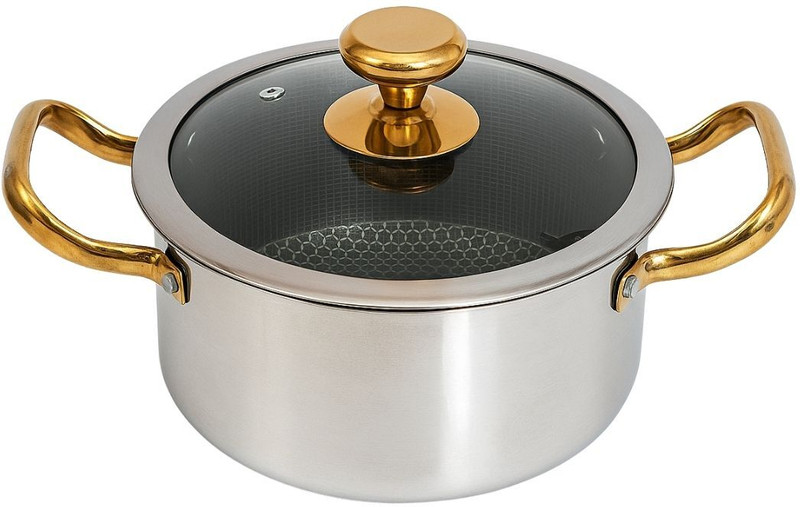 Shining patila Pot 23 cm diameter 1 L, 1.5 L, 2 L capacity(Stainless Steel, Non-stick, Induction Bottom)
