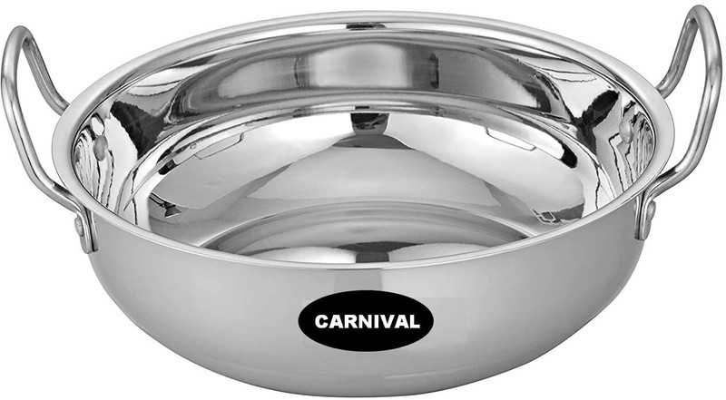 CARNIVAL Stainless Steel Kadhai/Cookware Kadhai Without Lid for Cooking Kadhai 26 cm diameter 4 L capacity(Stainless Steel, Induction Bottom)