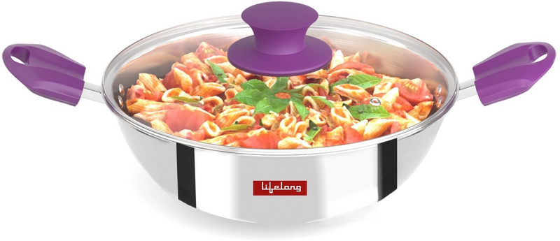 Lifelong LLTPK20 Kadhai 20 cm diameter with Lid 1.5 L capacity(Triply, Induction Bottom)