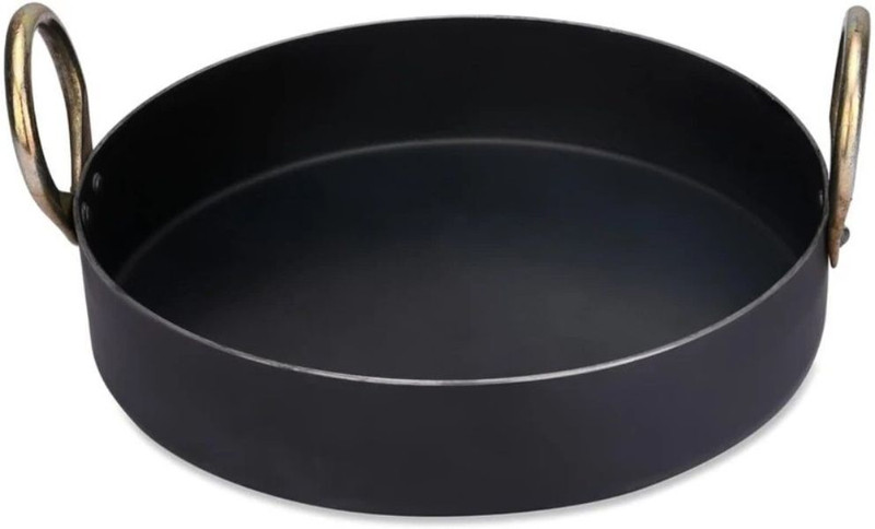 shri gaurangi Heavy Base Iron Flat Kadai Fry Pan for Making jalebi, dal tadka, 12 Inches, 310 cm Original Iron loha color black 4 Liters Kadhai 31 cm diameter 4 L capacity Kadhai 31 cm diameter 4 L capacity(Iron, Induction Bottom)