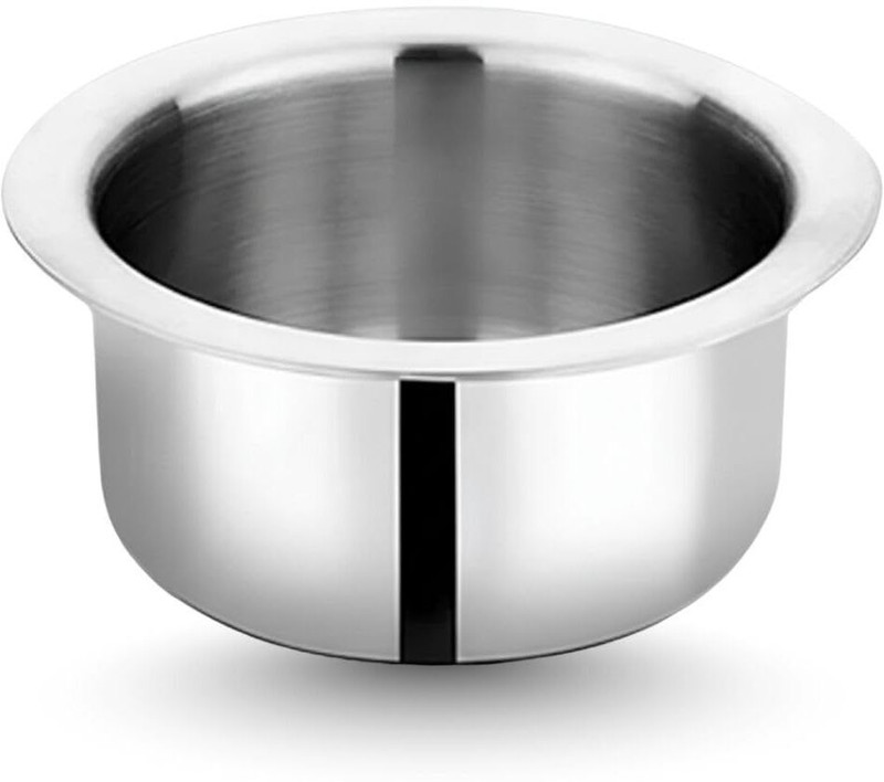 TINUMS Stainless Steel Flat Bottom Cooking Tope | Induction & Gas Compatible Tope/Bhagona/Patila 2.25 L capacity 18 cm diameter(Triply, Non-stick, Induction Bottom)