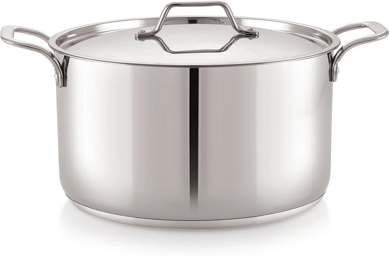 sonu Stainless Steel Stock Pot with Lid, Biryani Cooking Pot, Mirror Finish Pot 28 cm diameter 10 L capacity with Lid(Stainless Steel, Induction Bottom)