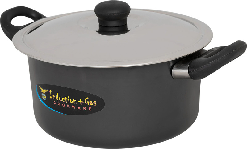 EAGLE Induction Base Cooking and Serving Pan Pot 23 cm diameter 4 L capacity with Lid(Stainless Steel, Non-stick, Induction Bottom)