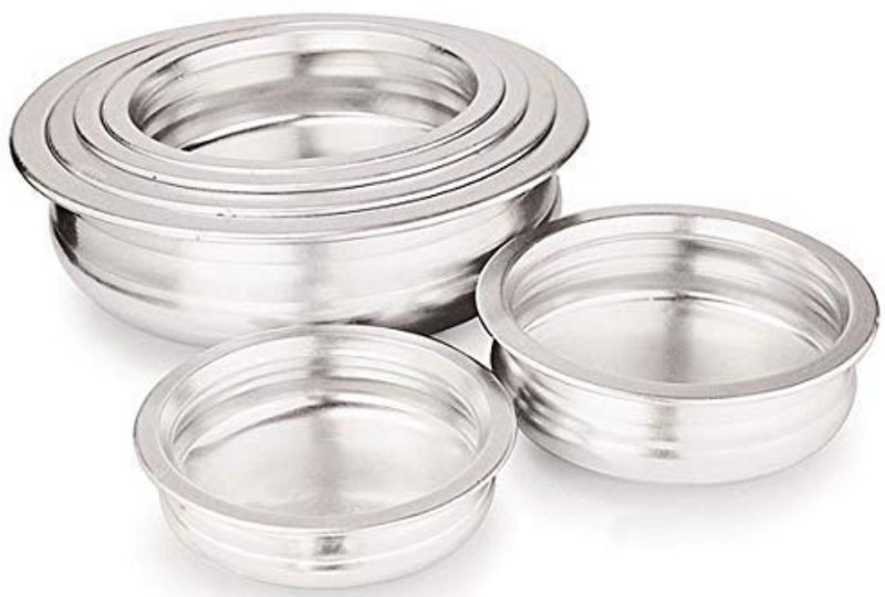 Jayam Traditional Anodized Aluminum / INDOLIUM URLI Set of 6… Pot 31.5 cm, 28 cm, 26 cm, 23.5 cm, 20 cm, 17.5 cm diameter 2.5 L capacity(Hard Anodised)