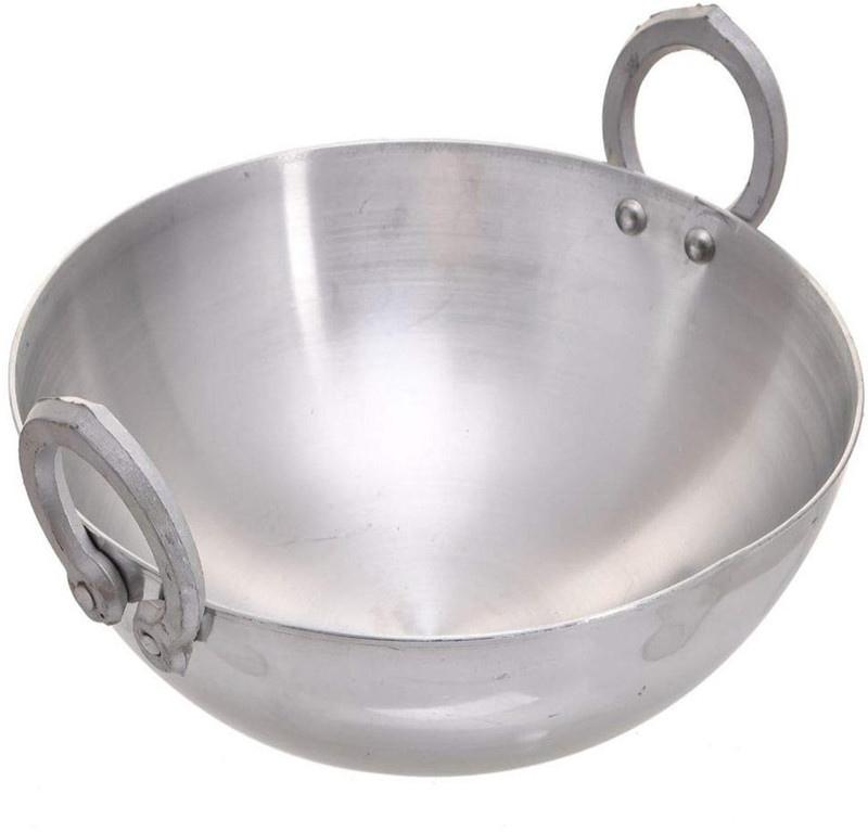 Jayam Traditional Heavy Base Aluminium Kadhai Frying pan for Cooking 11 inches Kadhai 28 cm diameter 2.5 L capacity(Aluminium)