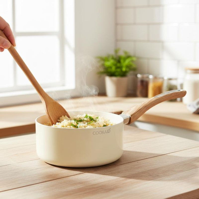 CookAid Velora Series Ceramic Non Stick Sauce Pan 16 cm diameter 1.5 L capacity(Aluminium, Non-stick, Induction Bottom)