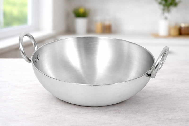 Manbhav Industries 2.5 Stainless Aluminium Medium Kadhai Kadhai 8 cm diameter 2.5 L capacity(Aluminium, Non-stick)