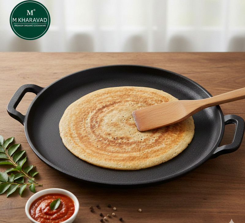 Sowbaghya Pre -seasoned Cast Iron Tawa Tawa 32 cm diameter(Cast Iron, Induction Bottom)