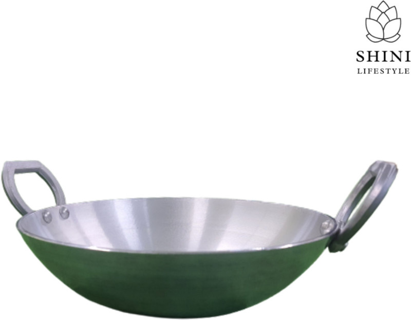 SHINI LIFESTYLE Pure Aluminium Kadhai, ROUND BOTTOM DEEP FRYING COOKING KADHAI Kadhai 31 cm diameter 4 L capacity(Aluminium, Non-stick)