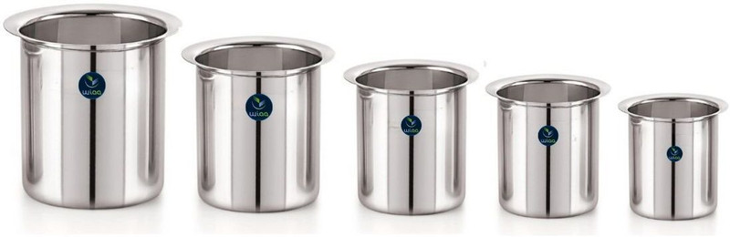wiaa Stainless Steel Milk Boiling Container Milk Pot Set Pot 10.5 cm, 11.5 cm, 13 cm, 14.5 cm, 15 cm diameter 1 L, 1.3 L, 1.7 L, 2.5 L, 2.9 L capacity(Stainless Steel, Induction Bottom)