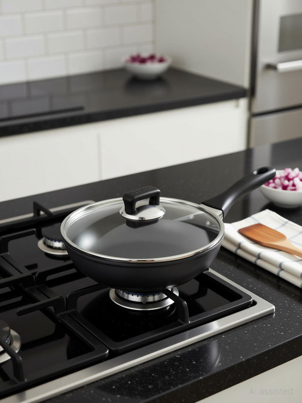 MILTON Pro Cook Hard Anodized Fry Pan With Stainless Steel Lid, Fry Pan 24 cm diameter with Lid 1.8 L capacity(Aluminium, Induction Bottom)