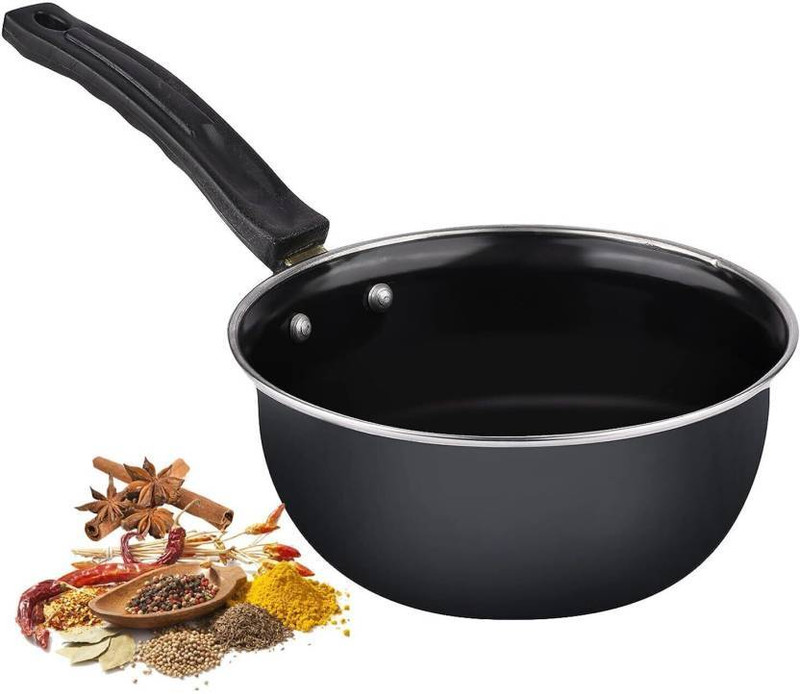 My Store Non-Stick Utensils for Kitchen - Tea/Coffee Sauce Pan - Induction & Gas Stove Sauce Pan 17 cm diameter 1.4 L capacity(Cast Iron, Non-stick, Induction Bottom)