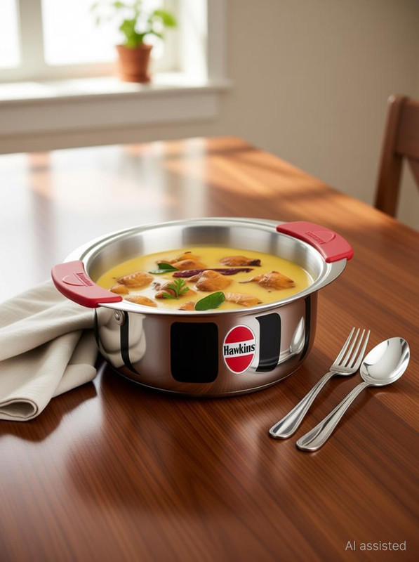Hawkins Stainless Steel Patila, Bhagona, (SSP15) Tope/Bhagona/Patila 1.5 L capacity 16.5 cm diameter(Triply, Induction Bottom)