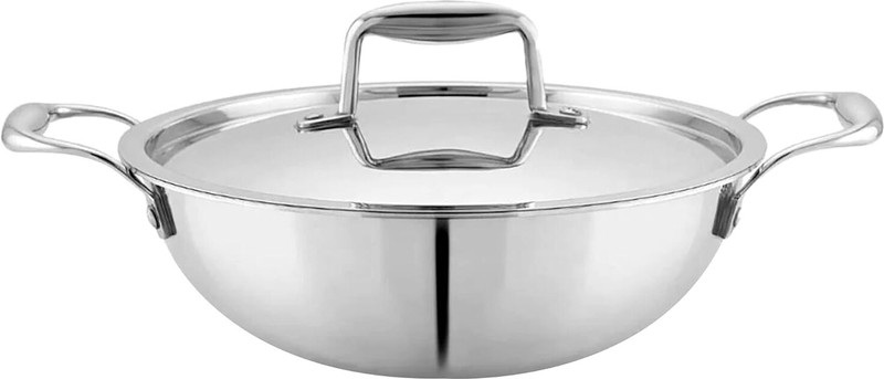 AVIAS AVI3 Triply Kadai with SS Lid Kadhai 22 cm diameter with Lid 2 L capacity(Triply, Stainless Steel, Induction Bottom)
