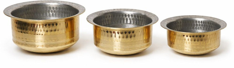 Keshavjimetals BP01-KM Tope/Bhagona/Patila Set 3.25 L capacity 18.5 cm diameter(Brass, Non-stick)